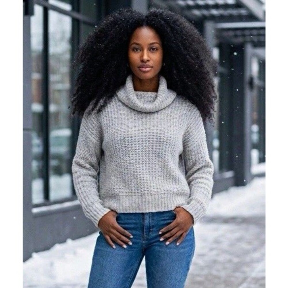 90 Degree by Reflex Womens Gray Solid Ribbed Knit Cowl Neck Pullover Sweater 1X